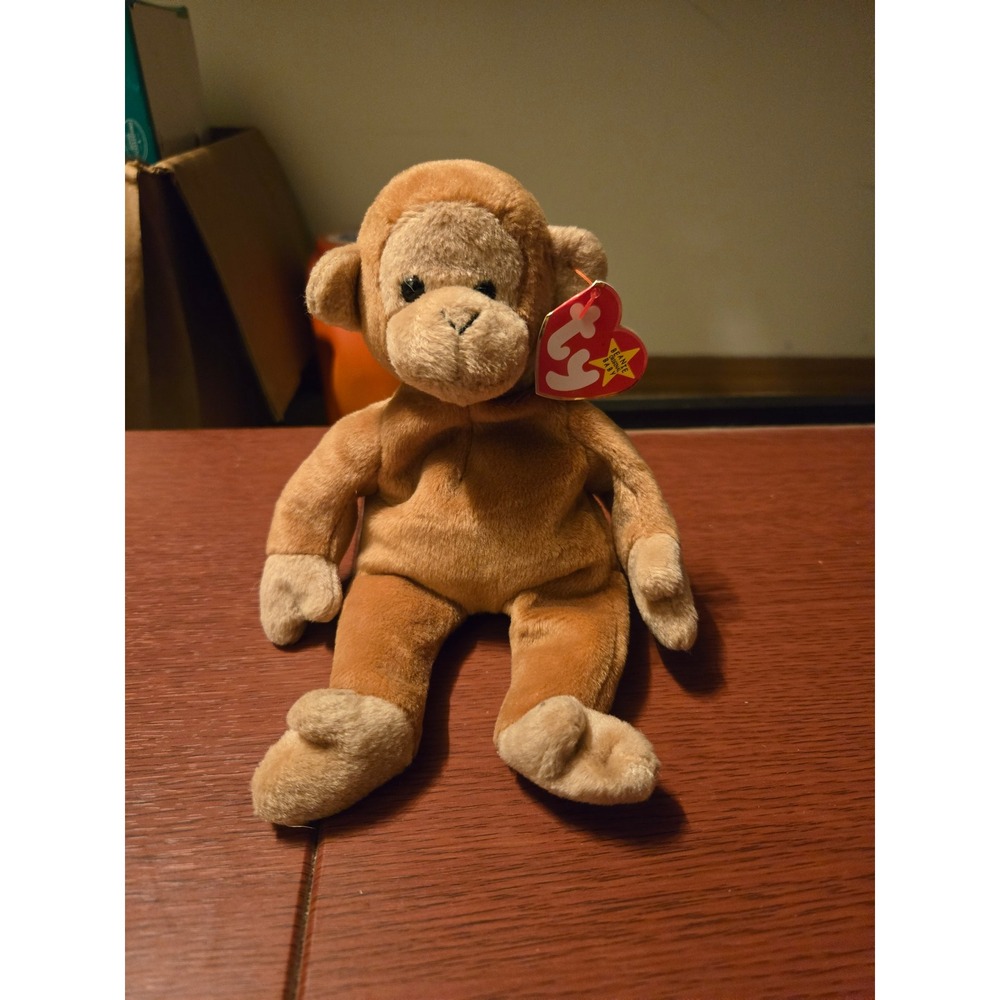 Ty Beanie Baby Bongo the Monkey Brown Tan Plush Stuffed Animal Toy Vintage 1995